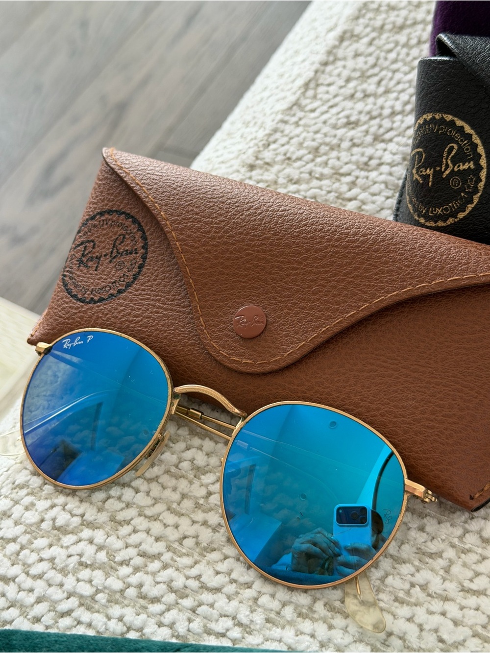 Sunglass Case with Brown Leather Ray-Ban Case